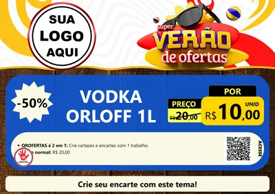 Modelo de Cartaz para Cartaz A4 Horizontal com o tema Super Verão de Ofertas para Distribuidora de bebidas