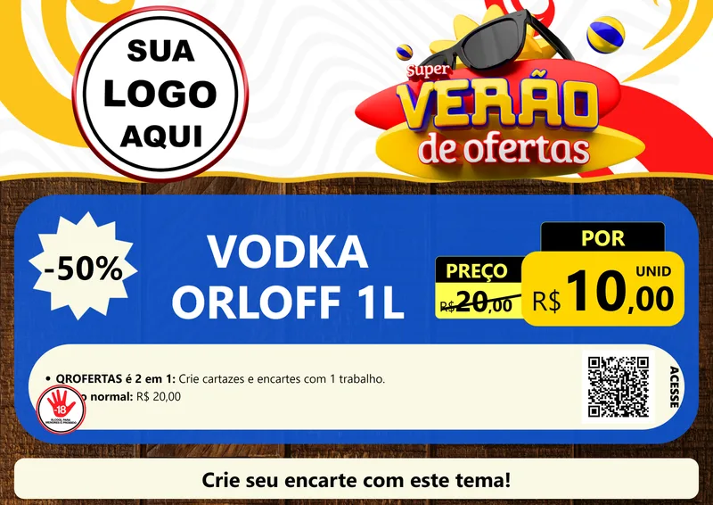 Modelo de Cartaz para Cartaz A4 Horizontal com o tema Super Verão de Ofertas para Distribuidora de bebidas