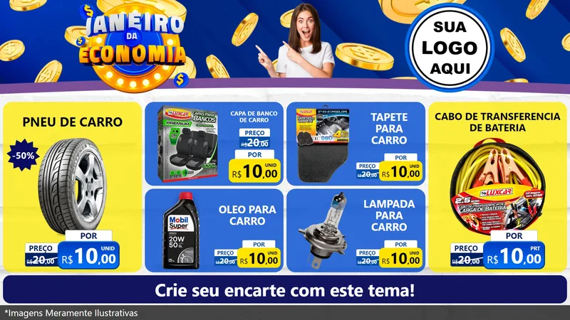 Modelo de TV para TV Horizontal com o tema Janeiro da Economia para Auto peças