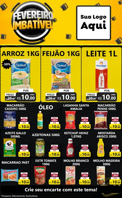 Modelo de Encarte para Encarte Grande com o tema Fevereiro Imbatível para Supermercado