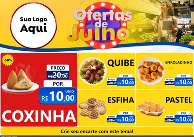 Modelo de Encarte para Encarte A4 Horizontal com o tema Ofertas de Julho para Salgadaria