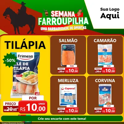 Modelo de Rede Social para Feed Facebook com o tema Semana Farroupilha - Uma Barbaridade de Ofertas para Peixaria
