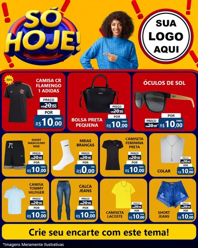Modelo de Rede Social para Feed Instagram com o tema Só Hoje! para Roupas e acessórios