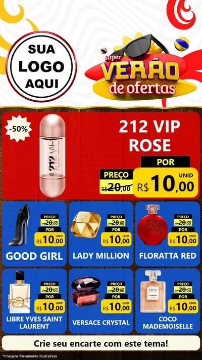 Modelo de Rede Social para Stories com o tema Super Verão de Ofertas para Perfumes