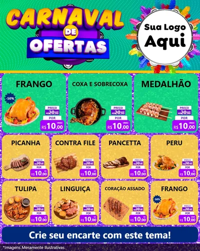 Modelo de Rede Social para Feed Instagram com o tema Carnaval de Ofertas para Assados
