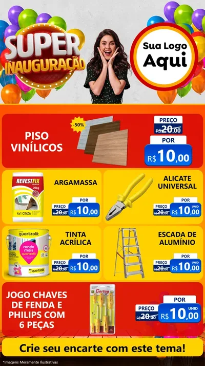 Modelo de TV para TV Vertical com o tema Super Inauguração para Material para Construção