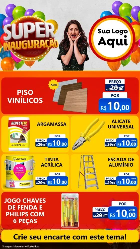 Modelo de TV para TV Vertical com o tema Super Inauguração para Material para Construção