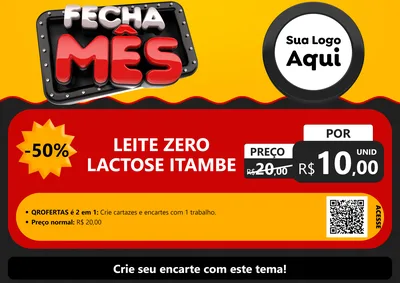 Modelo de Cartaz para Cartaz A4 Horizontal com o tema Fecha Mês para Frios e Laticínios