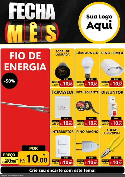 Modelo de Encarte para Encarte A4 Vertical com o tema Fecha Mês para Materiais Elétricos