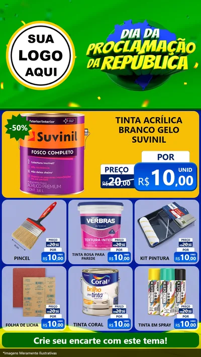 Modelo de Rede Social para Stories com o tema Dia Da Proclamação Da República para Tintas e Ferramentas
