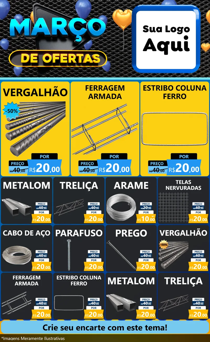 Modelo de Encarte para Encarte Grande com o tema Março de Ofertas para Ferragens