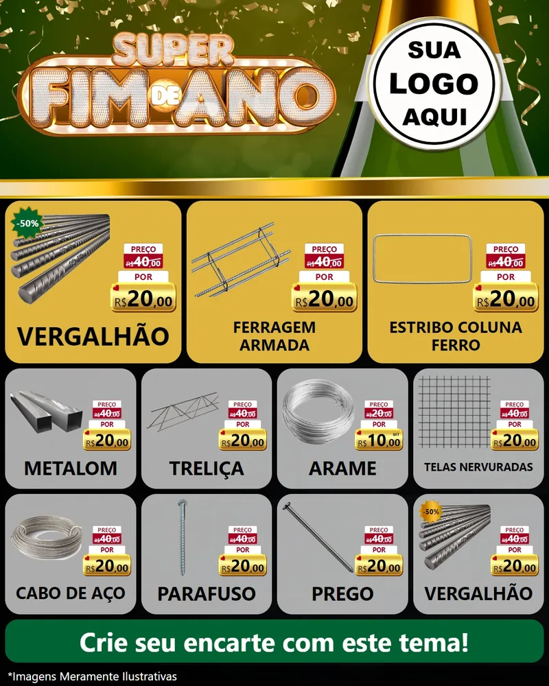 Modelo de Rede Social para Feed Instagram com o tema Super Fim de Ano para Ferragens