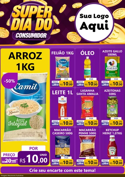 Modelo de Encarte para Encarte A4 Vertical com o tema Super Dia do Consumidor para Supermercado