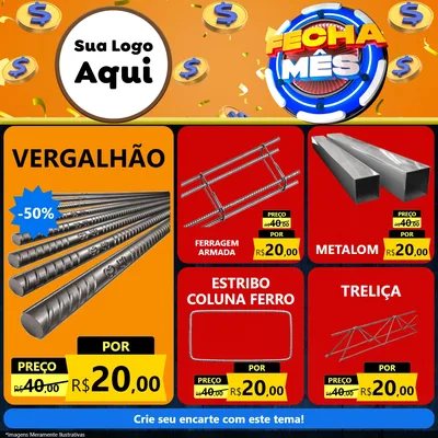 Modelo de Rede Social para Feed Facebook com o tema Fecha Mês para Ferragens