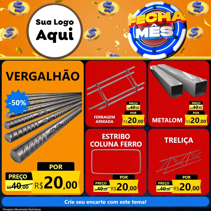 Modelo de Rede Social para Feed Facebook com o tema Fecha Mês para Ferragens