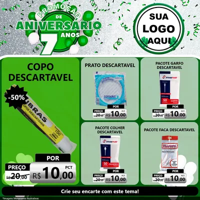 Modelo de Rede Social para Feed Facebook com o tema Promoção de Aniversário - 7 Anos para Embalagens