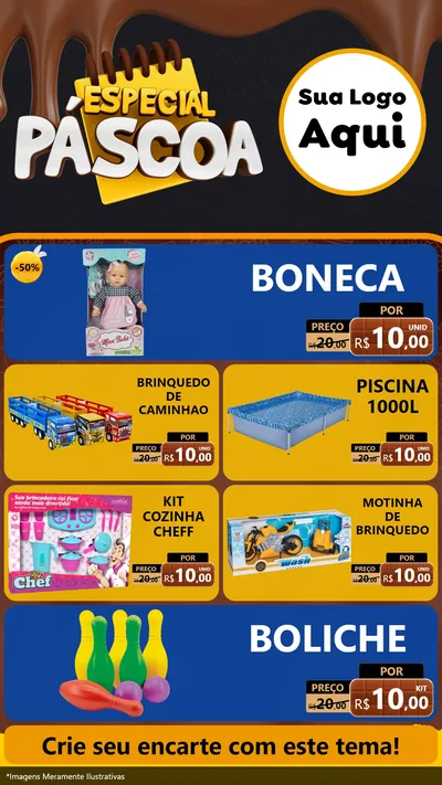 Modelo de TV para TV Vertical com o tema Especial Páscoa para Brinquedos