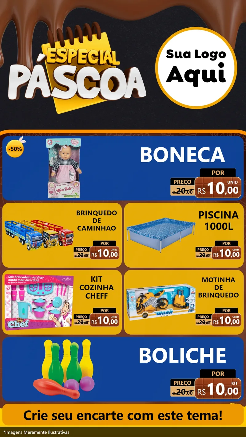 Modelo de TV para TV Vertical com o tema Especial Páscoa para Brinquedos