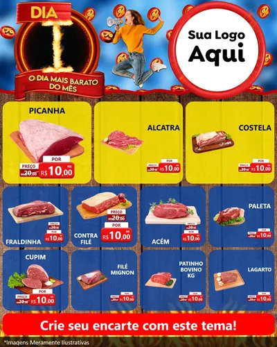 Modelo de Rede Social para Feed Instagram com o tema Dia I - O Dia Mais Barato Do Mês para Açougue