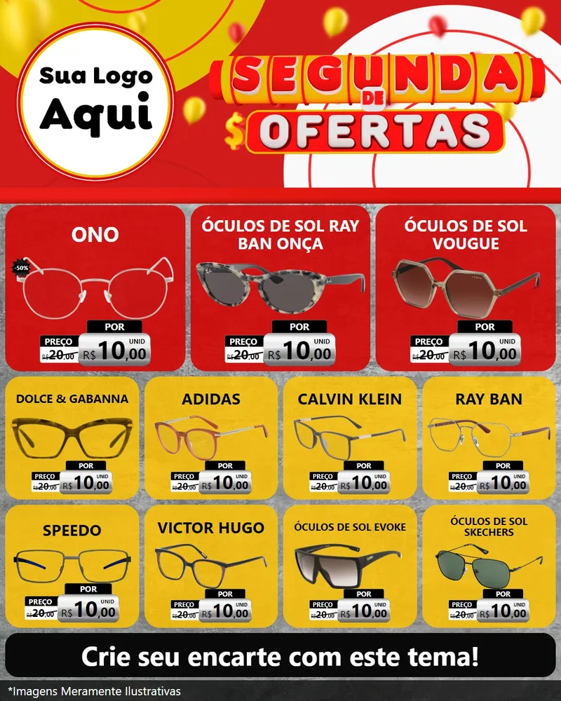 Modelo de Rede Social para Feed Instagram com o tema Segunda de Ofertas para Óticas