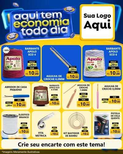Modelo de Rede Social para Feed Instagram com o tema Aqui Tem Economia Todo Dia para Armarinho e Aviamentos