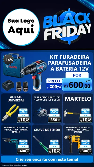 Modelo de Rede Social para Stories com o tema Black Friday para Maquinas e Ferramentas