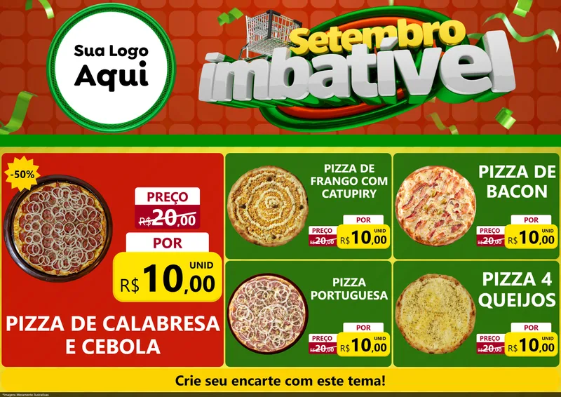 Modelo de Encarte para Encarte A4 Horizontal com o tema Setembro Imbatível para Pizzaria
