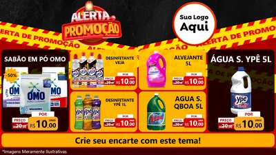Modelo de TV para TV Horizontal com o tema Alerta de Promoção para Produtos de Limpeza