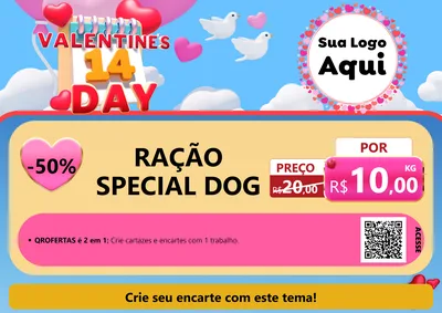 Modelo de Cartaz para Cartaz A4 Horizontal com o tema Valentine's Day para Pet Shop