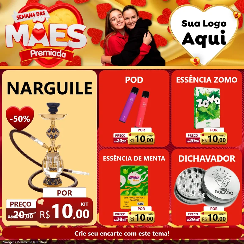 Modelo de Rede Social para Feed Facebook com o tema Semana das Mães Premiada para Tabacaria