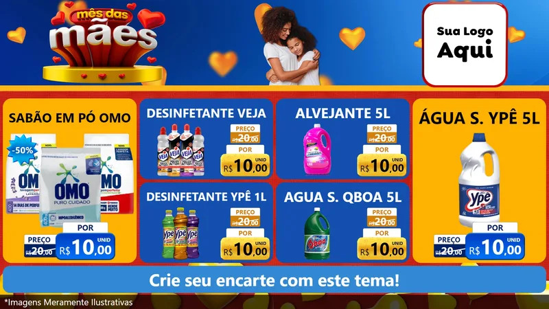 Modelo de TV para TV Horizontal com o tema Mês das Mães para Produtos de Limpeza