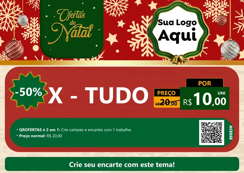 Modelo de Cartaz para Cartaz A4 Horizontal com o tema Natal de Ofertas para Hamburgueria
