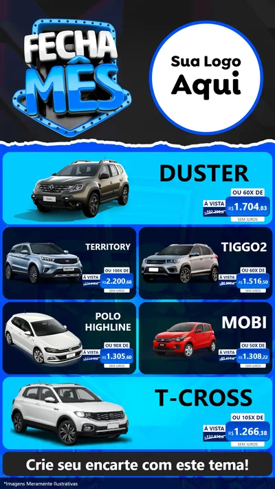 Modelo de TV para TV Vertical com o tema Fecha Mês para Concessionaria de Carros
