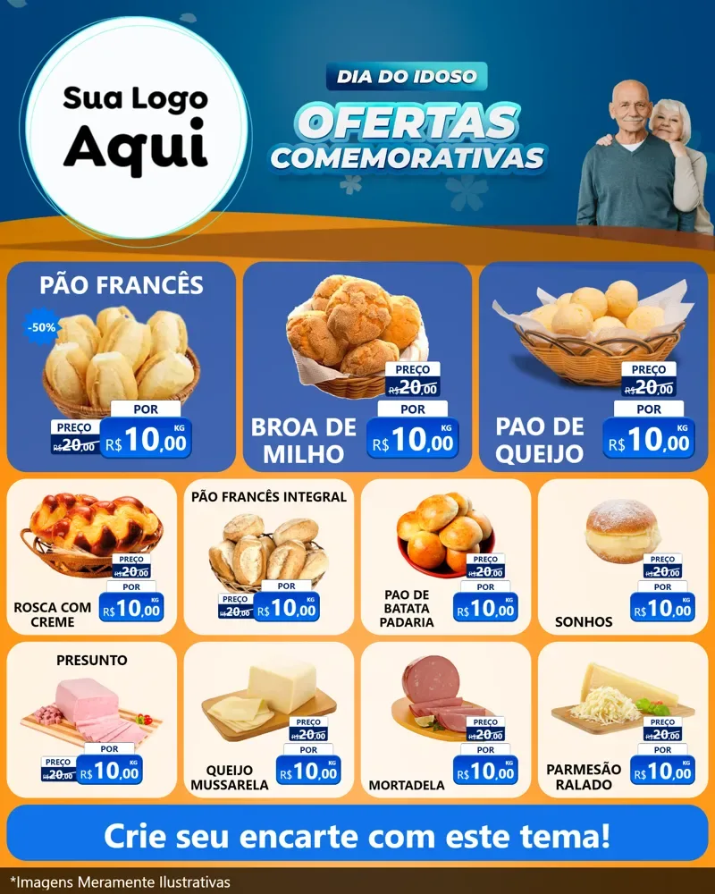 Modelo de Rede Social para Feed Instagram com o tema Dia do Idoso para Padaria