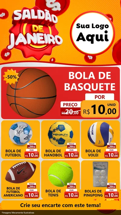 Modelo de Rede Social para Stories com o tema Saldão de Janeiro para Artigos Esportivos