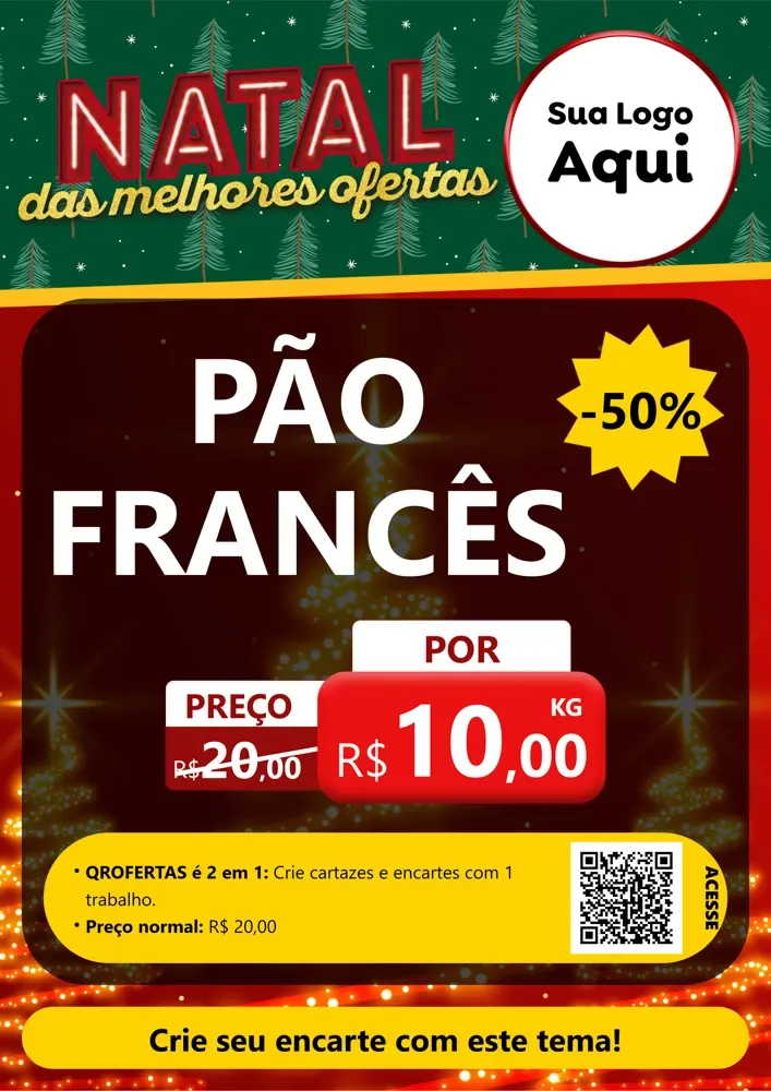 Modelo de Cartaz para Cartaz A4 Vertical com o tema Natal das Melhores Ofertas para Padaria