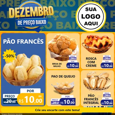 Modelo de Rede Social para Feed Facebook com o tema Dezembro de Preço Baixo para Padaria