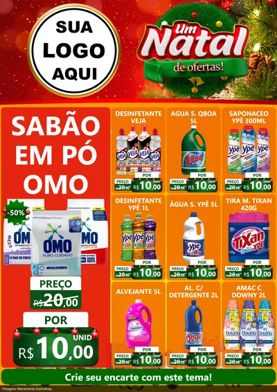 Modelo de Encarte para Encarte A4 Vertical com o tema Um Natal de Ofertas para Produtos de Limpeza