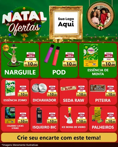 Modelo de Rede Social para Feed Instagram com o tema Natal de Ofertas para Tabacaria
