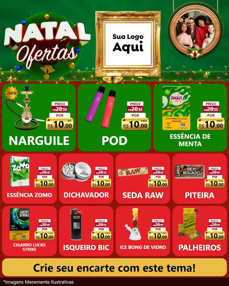 Modelo de Rede Social para Feed Instagram com o tema Natal de Ofertas para Tabacaria