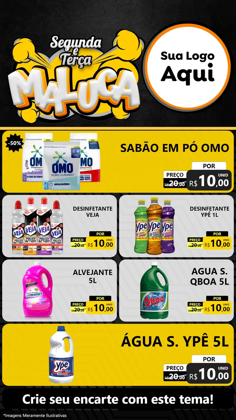 Modelo de TV para TV Vertical com o tema Segunda e Terça Maluca para Produtos de Limpeza