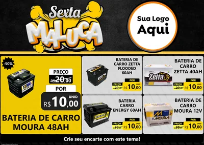 Modelo de Encarte para Encarte A4 Horizontal com o tema Sexta Maluca para Baterias Elétricas