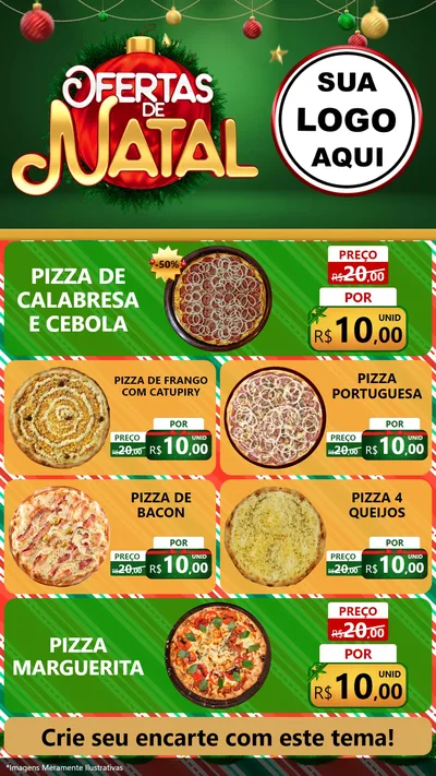 Modelo de TV para TV Vertical com o tema Ofertas de Natal para Pizzaria