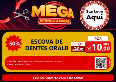 Modelo de Cartaz para Cartaz A4 Horizontal com o tema Mega Reinauguração para Higiene Pessoal