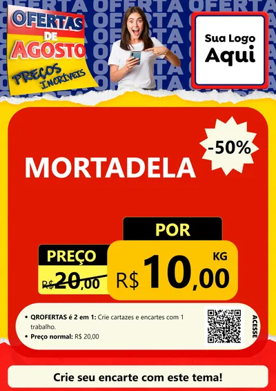 Modelo de Cartaz para Cartaz A4 Vertical com o tema Ofertas de Agosto - Preços Incríveis para Frios e Laticínios