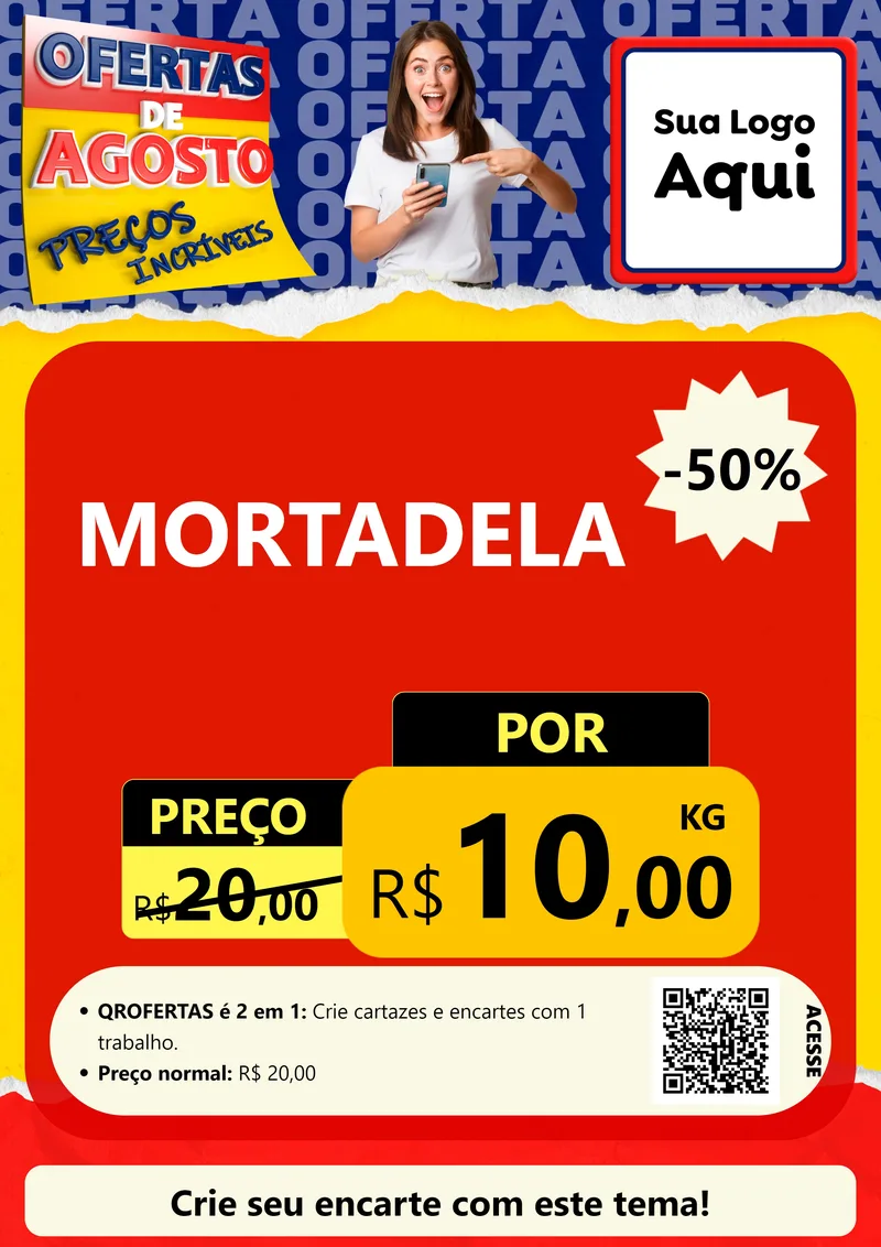 Modelo de Cartaz para Cartaz A4 Vertical com o tema Ofertas de Agosto - Preços Incríveis para Frios e Laticínios