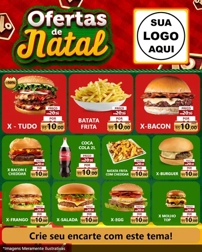 Modelo de Rede Social para Feed Instagram com o tema Ofertas de Natal para Hamburgueria