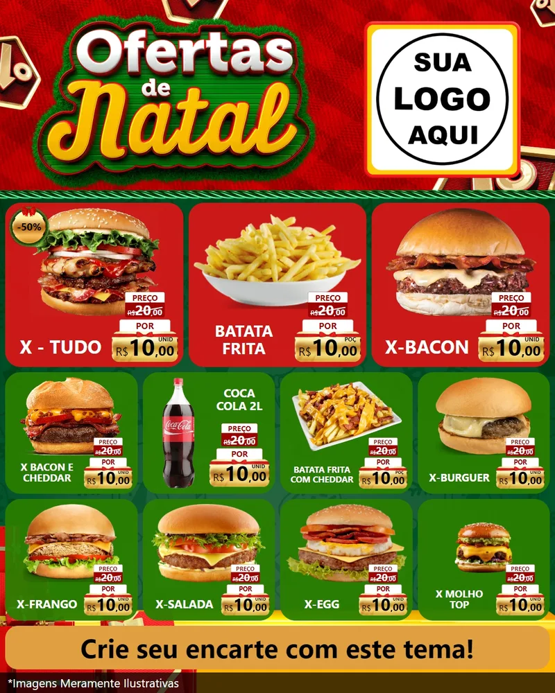 Modelo de Rede Social para Feed Instagram com o tema Ofertas de Natal para Hamburgueria