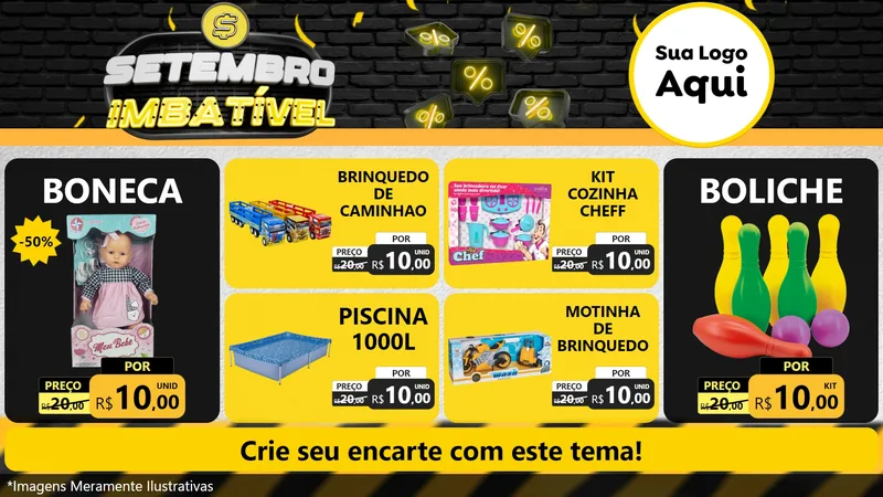 Modelo de TV para TV Horizontal com o tema Setembro Imbatível para Brinquedos