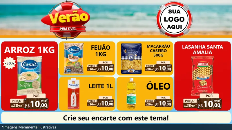 Modelo de TV para TV Horizontal com o tema Verão Imbatível para Supermercado